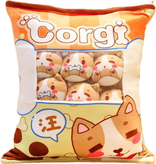 PUDDINGOVÝ VANKÚŠ PLNENÝ ROZTOMNÝMI PSAMI CORGI AKO DARČEK